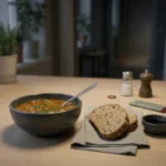 The Hidden Salt Reality in Restaurant-Style Meals shown as a clean mobile health explainer graphic with simple everyday objects.