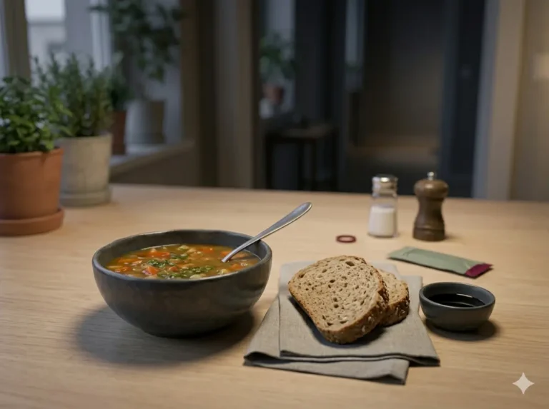 The Hidden Salt Reality in Restaurant-Style Meals shown as a clean mobile health explainer graphic with simple everyday objects.