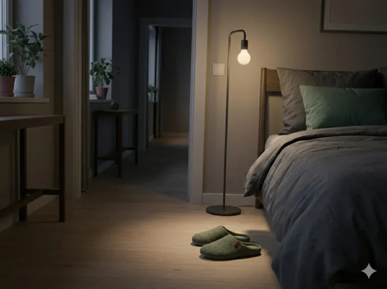Why Standing Too Fast Can Make the Room Shift shown as a clean mobile health explainer graphic with simple everyday objects.