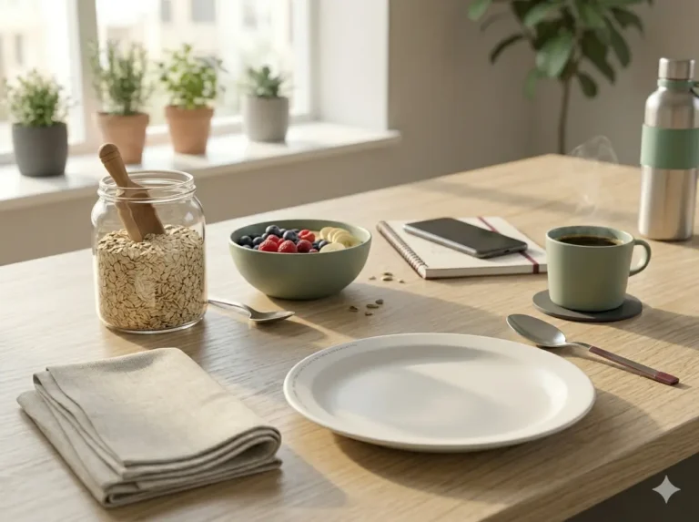 The Breakfast Belief That Confuses Many People shown as a clean mobile health explainer graphic with simple everyday objects.