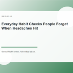 Everyday Habit Checks People Forget When Headaches Hit shown as a clean mobile health explainer graphic with simple everyday objects.