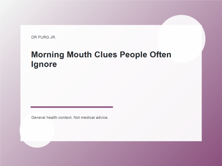 Morning Mouth Clues People Often Ignore shown as a clean mobile health explainer graphic with simple everyday objects.