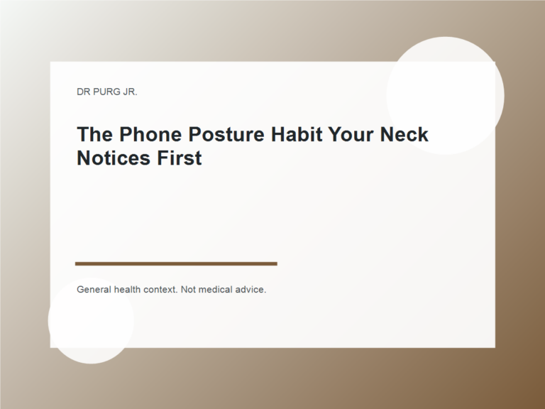 The Phone Posture Habit Your Neck Notices First shown as a clean mobile health explainer graphic with simple everyday objects.