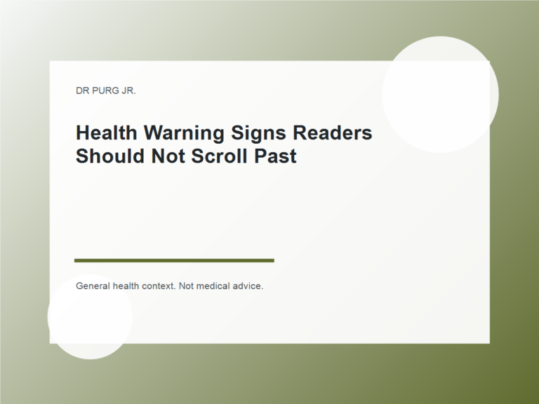 Health Warning Signs Readers Should Not Scroll Past shown as a clean mobile health explainer graphic with simple everyday objects.